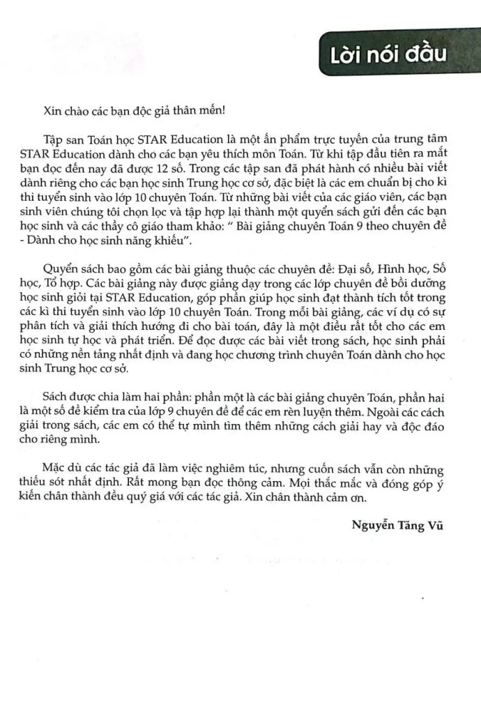 BÀI GIẢNG CHUYÊN TOÁN LỚP 9 THEO CHUYÊN ĐỀ - DÀNH CHO HỌC SINH NĂNG KHIẾU (Dùng chung cho các bộ SGK hiện hành)